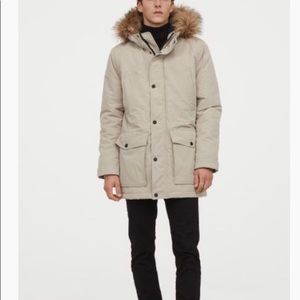 H&M Padded Parka L.O.G.G. Color: green Faux fur